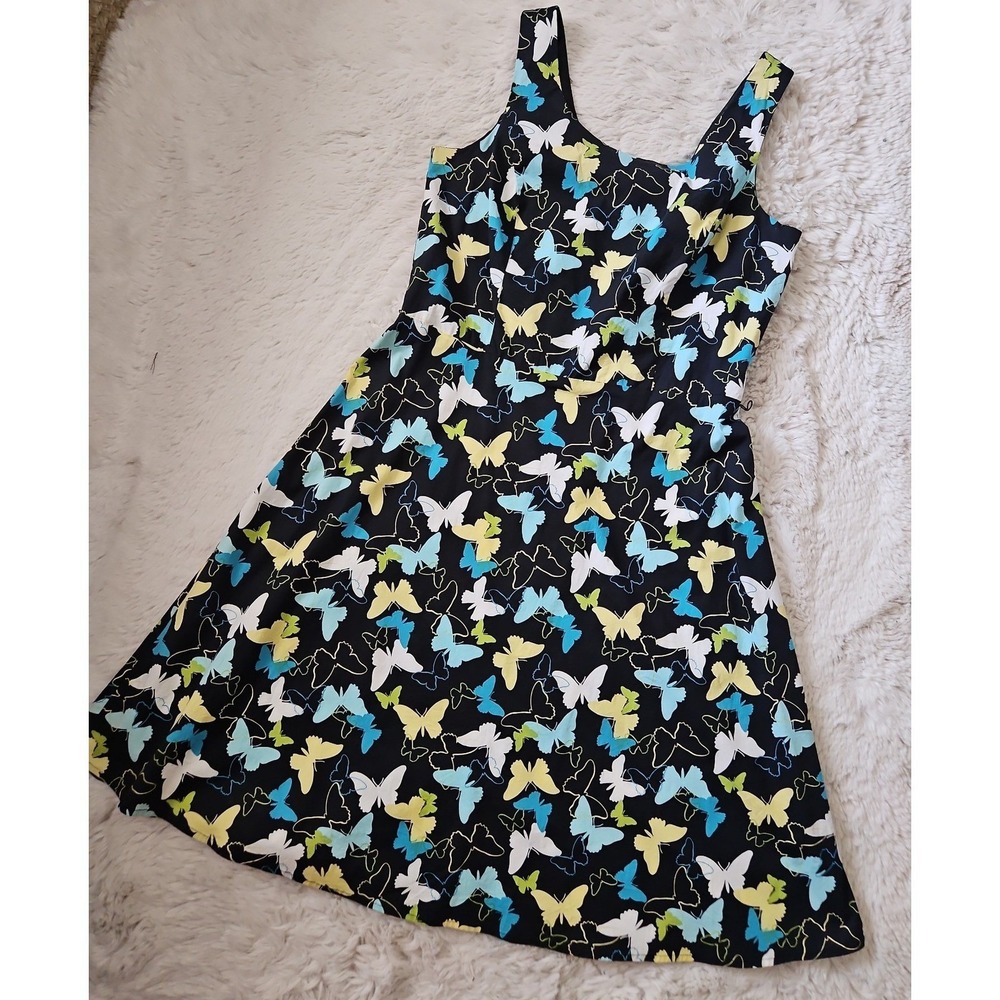 Y2K Aesthetic Sheri Martin Butterfly Print Sleeveless Dress Size 14